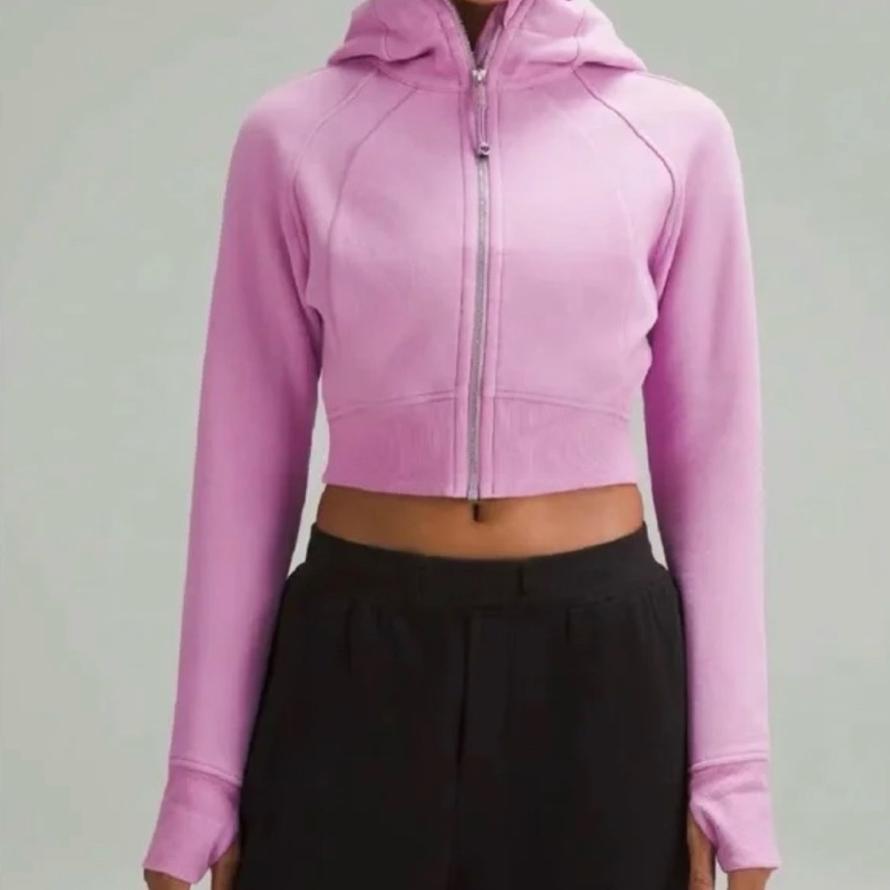 lululemon scuba full-zip cropped hoodie size 6 - dahlia mauve